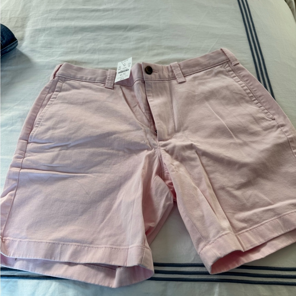 J. Crew Men's Light Pink Flat-Front Cotton Shorts - Picture 2 of 2